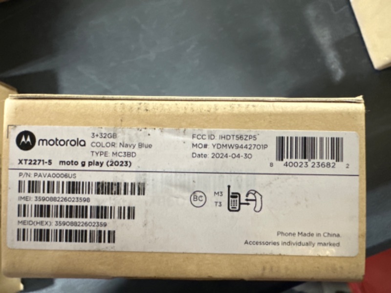 Photo 5 of Moto G Play 2023 3-Day Battery Unlocked Made for US 3/32GB 16MP Camera Navy Blue Blue Unlocked Smartphone -FACTORY SEALED. OPENED FOR PICTURES. 