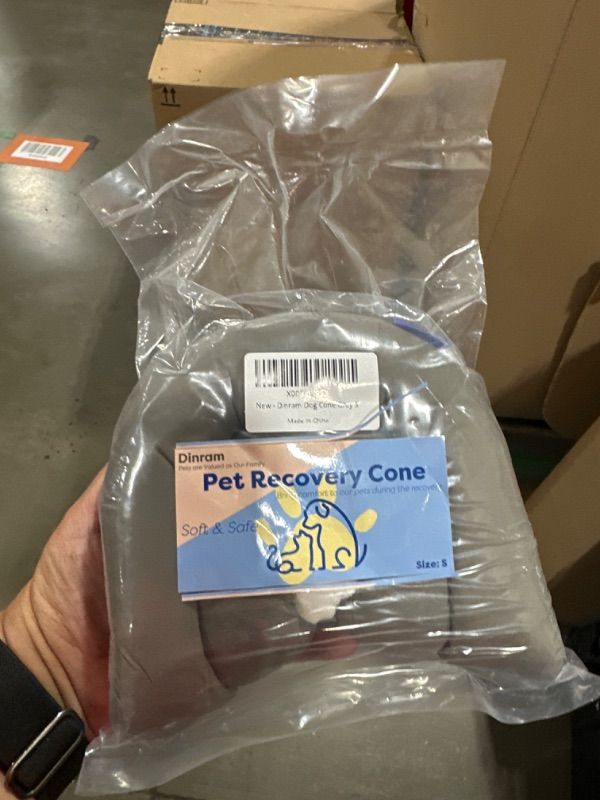 View 2 of Soft Dog Cone for Recovery, Adjustable Pet Cone Alternative, Comfy Elizabethan Collar for Small Dogs and Cats After Surgery, Grey, S S(Neck Girth:2''-10.5'' Height:5.9''-7.9'') Grey
