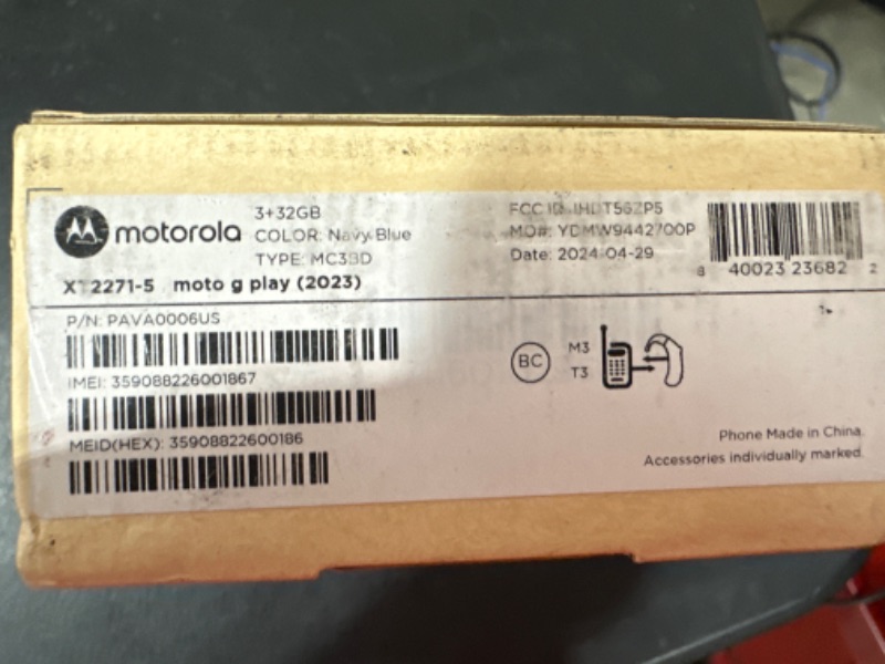Photo 1 of Moto G Play 2023 3-Day Battery Unlocked Made for US 3/32GB 16MP Camera Navy Blue Navy Blue Unlocked Smartphone