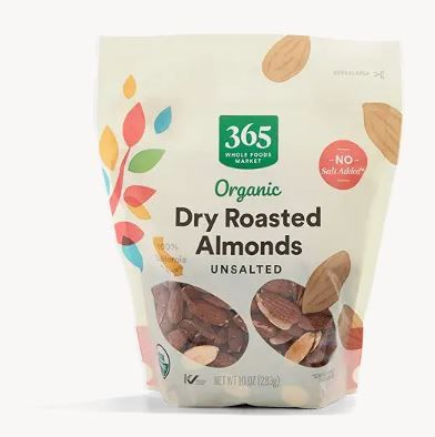 Photo 1 of 365 by Whole Foods Market, Organic Dry Roasted & Unsalted Almonds, 10 Ounce