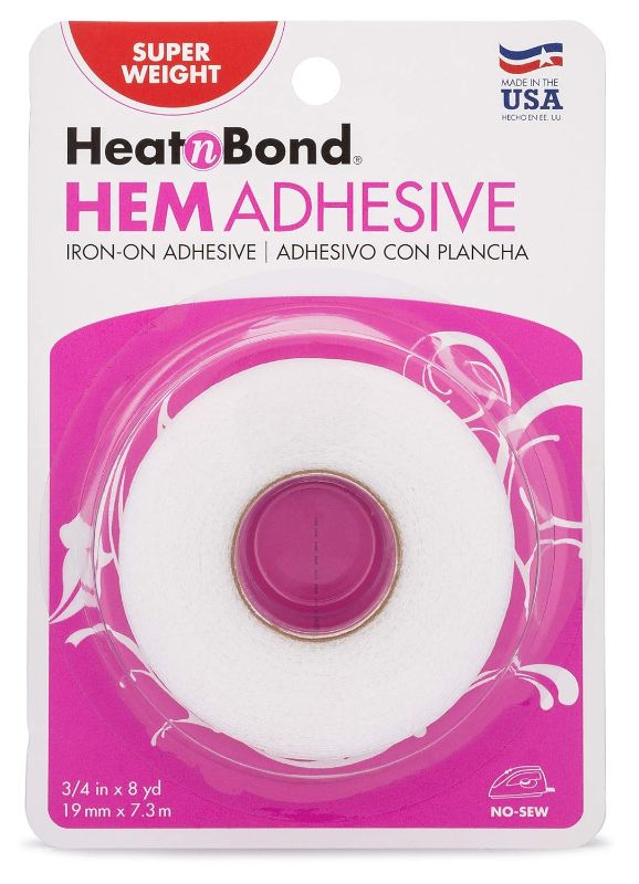 Photo 1 of HeatnBond UltraHold and Hem Iron-On Adhesives - Create No-Sew Hems and Bond Fabrics Instantly with Heat Activation White Iron-On Adhesive + Adhesive, 7/8 Inch x 10