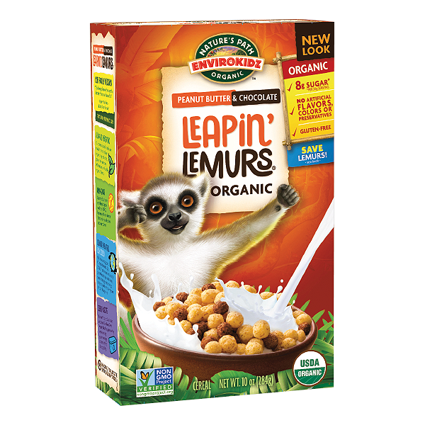 Photo 1 of EnviroKidz Natures Path Leapin Lemurs Peanut Butter Chocolate Organic Cereal, 10 Oz Box, Gluten Free