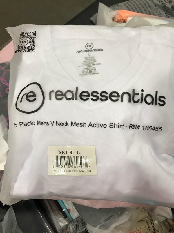 Photo 2 of [Size L] Real Essentials 5 Pack: Men's Mesh Quick Dry Short Sleeve V-Neck T-Shirt - Athletic Performance (Available in Big & Tall) Mesh Active V-Neck Standard Large Set 8