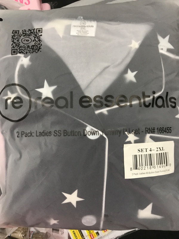 Photo 2 of [Size 2XL] Real Essentials 4 Piece: Womens Long & Short Sleeve Button Down Pajama Set - Ultra Soft (Available In Plus Size) Short Sleeve Standard XX-Large Short Sleeve - Set 4