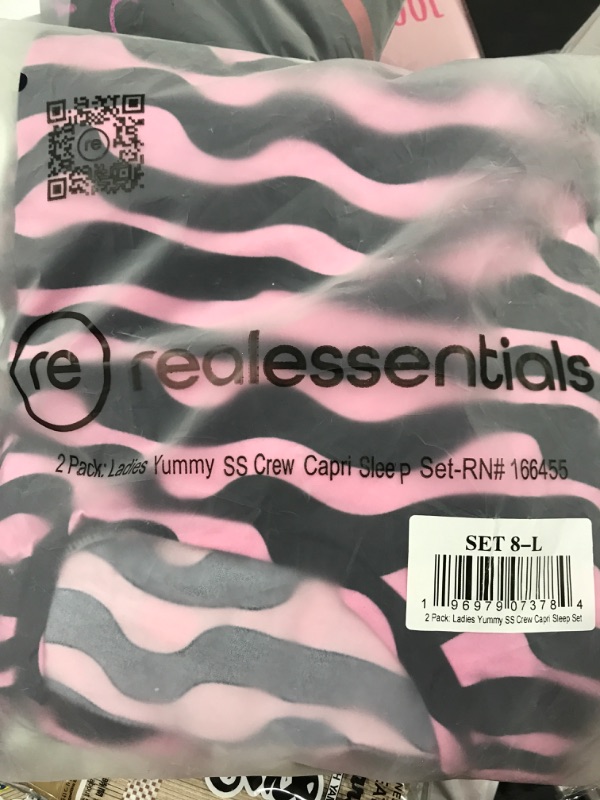 Photo 2 of [Size L] Real Essentials 2 Pack: Womens Short-Sleeve PJ Top with Capri Pants - Pajama Lounge & Sleepwear Set (Available In Plus) Standard Large Set 8