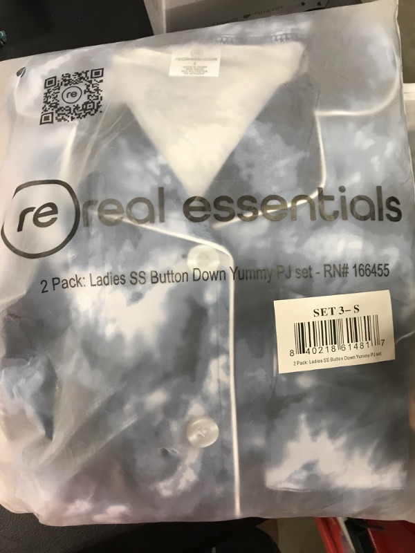 Photo 2 of [Size S] Real Essentials 4 Piece: Womens Long & Short Sleeve Button Down Pajama Set - Ultra Soft (Available In Plus Size) Short Sleeve Standard Small Short Sleeve - Set 3