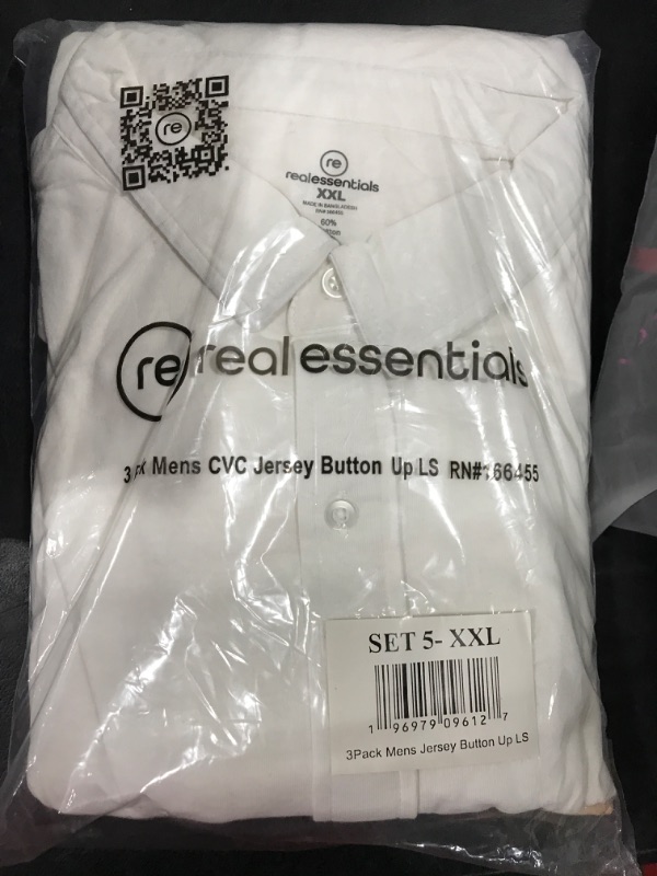 Photo 2 of [Size 2XL] Real Essentials 3-Pack: Men's Classic Style Casual Long Sleeve Button Down Collared Shirt