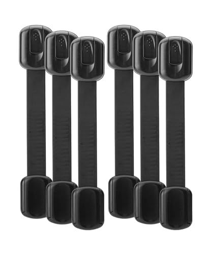 Photo 1 of Bates- Child Safety Strap Locks, 6 Pack, Black Baby Cabinet Locks, Toilet Locks Baby Proof, Child Proof Drawer Locks, Cabinet Baby Locks for Cabinets,
