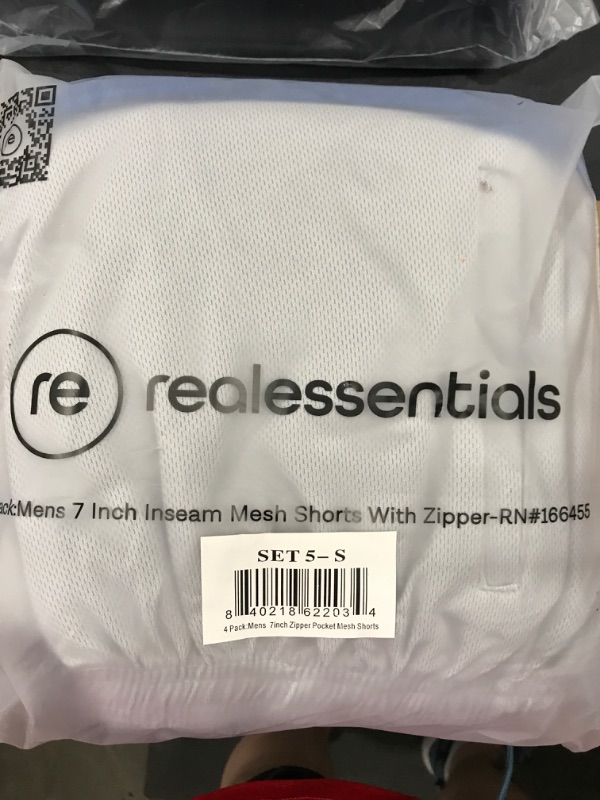 Photo 2 of [Size S] Real Essentials 4 Pack: Men's 7" Athletic Running Quick Dry Mesh Shorts with Zipper Pockets