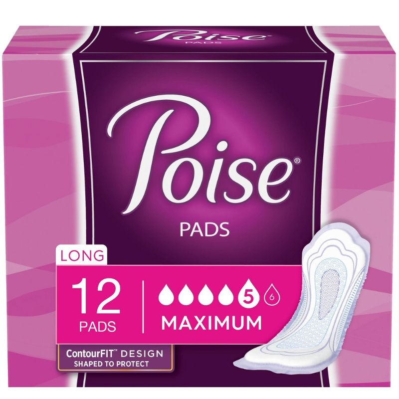 Photo 1 of Poise Postpartum Incontinence Feminine Pads for Women - Maximum Absorbency - Long - 12ct
