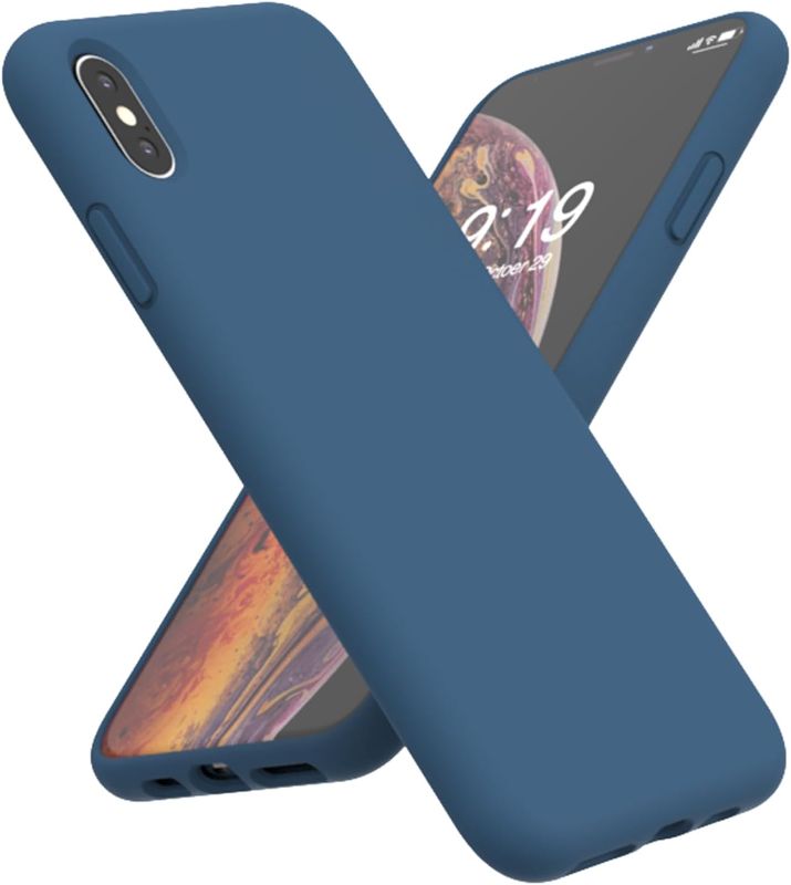 Photo 1 of cillen Designed for iPhone Xs Max Case, Silicone Phone Case Full Covered Shockproof Ultra Slim Cover Phone Cases,Soft Anti-Scratch Microfiber Lining Inside,6.5 incnh,Cobalt Blue 