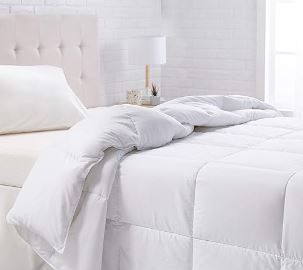 Photo 1 of Amazon Basics White Down Alternative Comforter and Duvet Insert with Corner Tabs (King, All-Season)