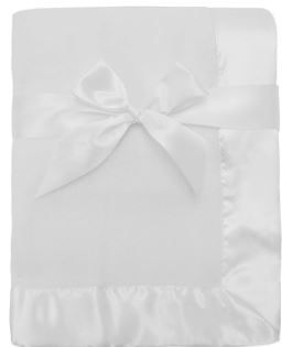 Photo 1 of American Baby Company Fleece Blanket with Silk-Like Satin Trim, Soft, Warm & Cozy, White, 30" x 40" for Boys and Girls, Perfect for Baby Carrier