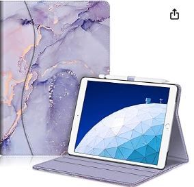 Photo 1 of Fintie Case for iPad Air (3rd Gen) 10.5" 2019 / iPad Pro 10.5" 2017- [Sleek Shield] Premium PU Leather Slim Fit Multi Angle Stand Cover with Pocket, Pencil Holder, Auto Wake/Sleep, Lilac Marble 