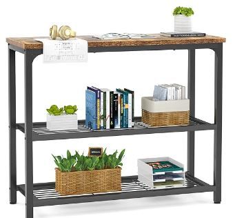 Photo 1 of Ecoprsio Small Console Table, Sofa Table with Double Mesh Shelves, Industrial Entryway Table for Entryway, Hallway, Foyer, Front Hall, Sofa Couch, Living Room, Bar, Kitchen, 32 Inch, Rustic