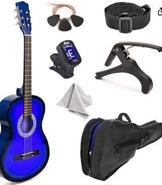 Photo 1 of 30" Wood Classical Guitar with Case and Accessories for Kids/Girls/Boys/Beginners (Blue Gradient)