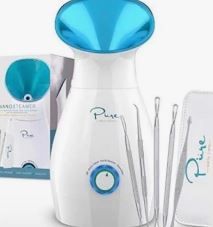 Photo 1 of NanoSteamer Large 3-in-1 Nano Ionic Facial Steamer with Precise Temp Control - 30 Min Steam Time - Humidifier - Unclogs Pores - Blackheads - Spa Quality - Bonus 5 Piece Stainless Steel Skin Kit