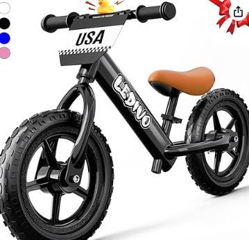 Photo 1 of Toddler Balance Bike 2 Year Old, Age 18 Months to 5 Years Old, 12" Push Bicycle w/Customize Plate (3 Sets of Stickers & Toy Included), Kids Balancing Gift Bike for 3-4 yrs Boys Girls