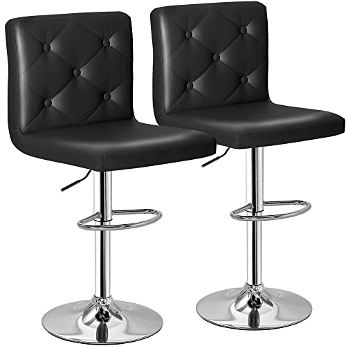 Photo 1 of VECELO Adjustable Bar Stools with Back, Bar Height Stools for Kitchen Counter, Bar Stools Set of 2, Black

