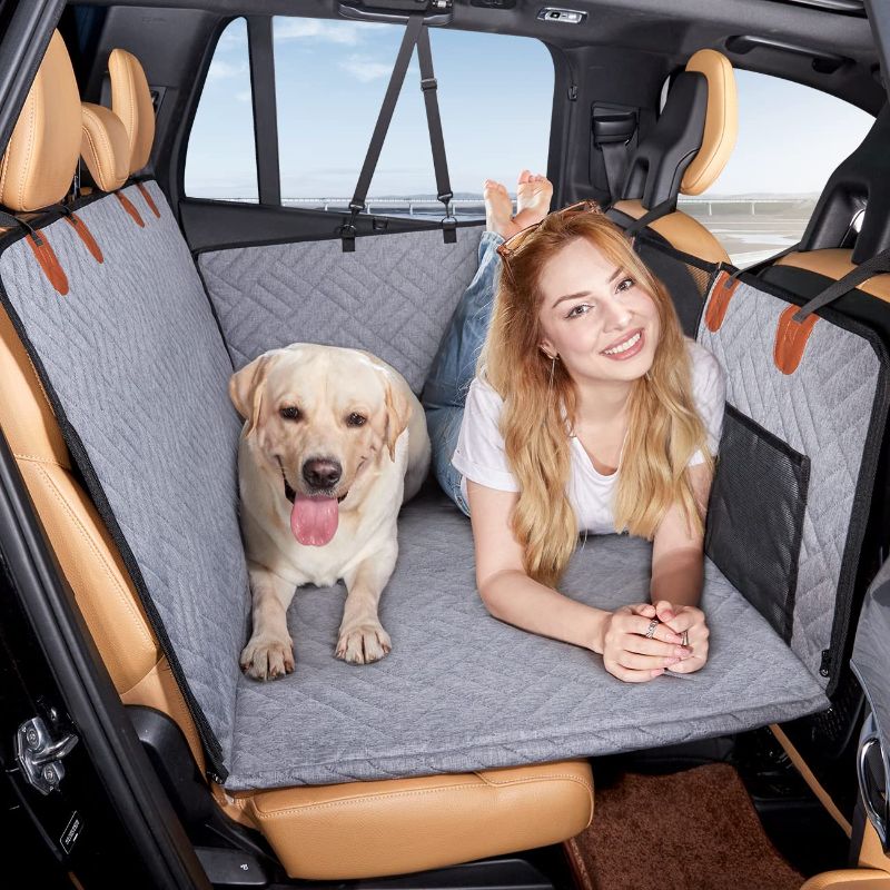Photo 1 of YJGF Back Seat Extender for Dogs, Seat Cover for Back Seat Bed Inflatable for Car Camping Air Mattress,Dog Hammock for Car Travel Bed,Non Inflatable Car Bed Mattress for Car SUV Truck (Grey)