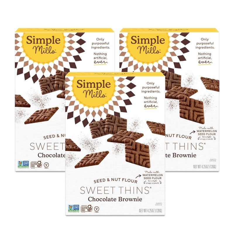 Photo 1 of Simple Mills Sweet Thins Cookies, Seed and Nut Flour, Chocolate Brownie - Gluten Free, Paleo Friendly, Healthy Snacks, 4.25 Ounce (Pack of 3)
BEST BY: 06/10/2024
