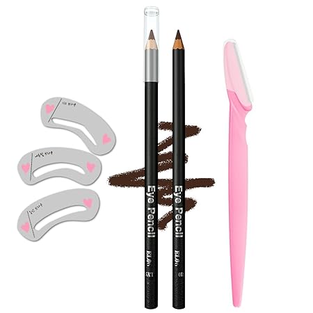 Photo 1 of Eyebrow Pencil Kit - Easy Way To Get Natural Eyebrows In Minutes, Long Lasting, Waterproof, ?5-in-1?Eyebrow Pencil *1; Eyebrow Stencil *3; Eyebrow Razor *1,BLK#-0116001