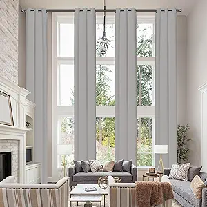 Photo 1 of Hascemon Extra Long Blackout Curtains, Room Darkening Grommet High Ceiling Drapes, 2 Story Curtains for Living Room and Loft(1 Panel, Gray, 52"x204")