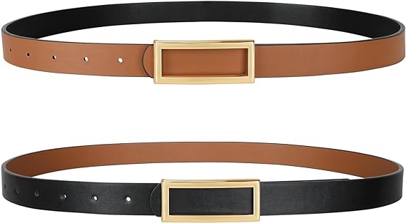 Photo 1 of Limited-time deal: SANSTHS Skinny Reversible Belts for Women, Two-in-one Women Thin Belt for Dresses Jeans Pants with Gold Buckle /SMALL