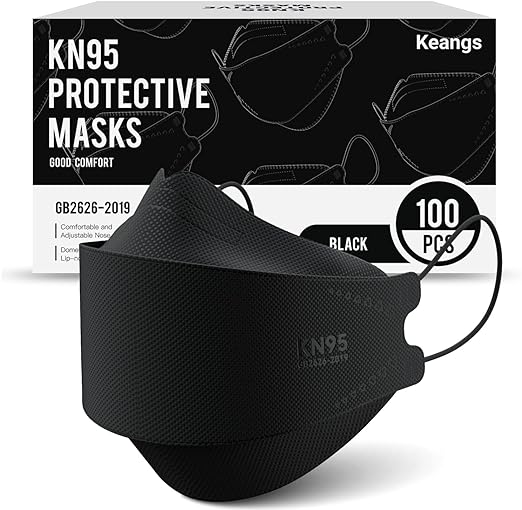 Photo 1 of Keangs KN95 Face Masks 100 Pack, Breathable Protective Disposable Mask For for Adults And Teens, Black