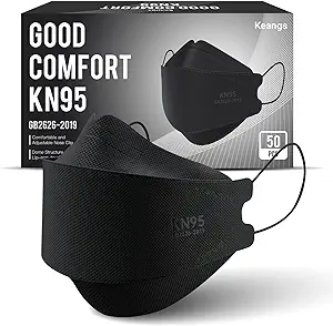 Photo 1 of Keangs KN95 Face Masks 50 Pack, Soft and Comfortable Disposable Face Masks for Adults And Teens, Black
