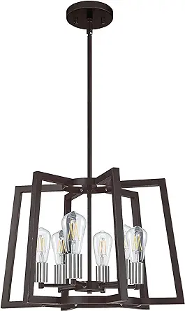 Photo 1 of Rustic Metal Lantern Cage Kitchen Island Pendant Light Fixture,Modern Industrial for Dining Room Bedroom Foyer Entry Porch Over Sink (6 Light, E26 Base)