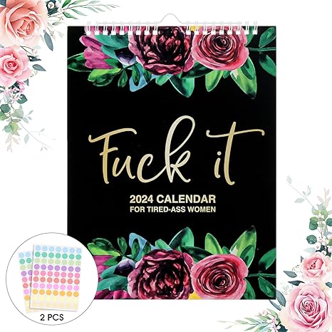 Photo 1 of 2024 Fu-ck It Calendar for Tired-Ass Women, 2024 Tired Women Calendar, Fu-ck It Wall Calendar for Tired, Funny Novelty Monthly Calendar, Handmade Home Office Hanging Calendar With Hook, Funny Swear
