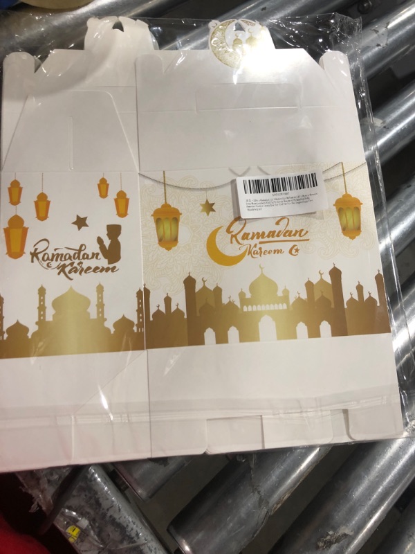 Photo 1 of 12PCS Eid Mubarak Treat Boxes Gold Foil Eid Gift Boxes with Stickers Party Goodie Boxes Ramadan Party Favor 