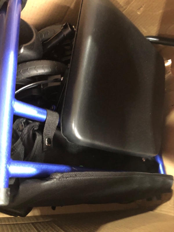 Photo 1 of ELENKER Upright Walker, Stand Up Rollator Walker with Padded Seat and Backrest, Lightweight, Compact Folding, Fully Adjustment Frame for Seniors, Blue