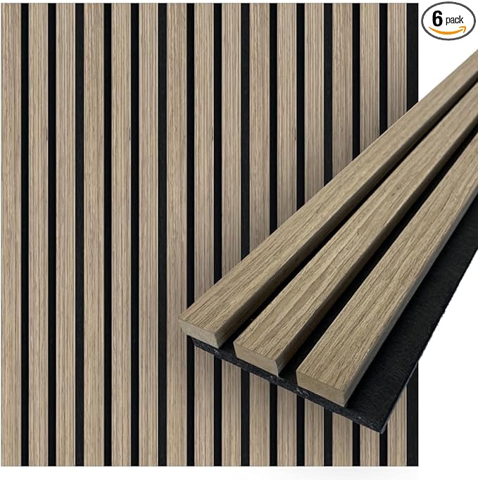 Photo 1 of Concord 3D Wood Wall Panels | Acoustic Slat Wall Paneling - Silver Ash | 94.5” x 5” Each | Wall Soundproofing Panels on Felt Back Board | Interior Sound Absorption - COA1410 (Pack of 6) 18.7 sqft. -M 