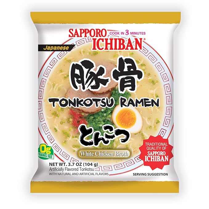 Photo 1 of [SAPPORO ICHIBAN] Ramen Noodles, Tonkotsu Flavor, No. 1 Tasting Japanese Instant Noodles 3.5 Oz. (