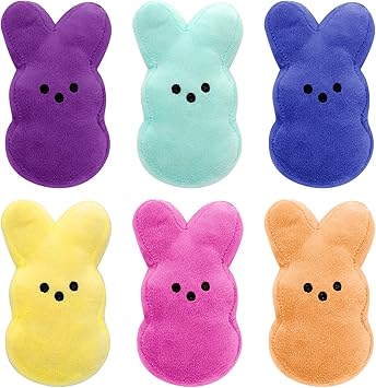 Photo 1 of 6 Pcs 4 Inches Easter Bunny Plush Toys Decorations Cute Animal Bunny Stuffed Doll Easter Basket Stuffers Gift for Kids
