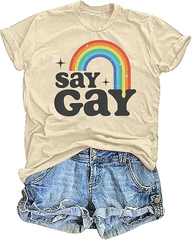 Photo 1 of [Size L] Gay Pride Shirts for Women: Say Gay Rainbow Graphic Tshirt LGBTQ Pride Month Equality Tee Tops