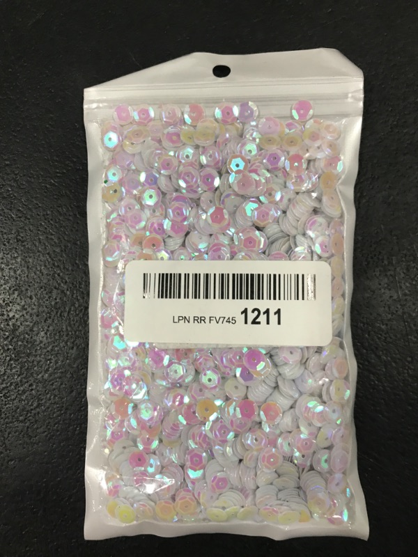 Photo 1 of Bilipala Bulk Clear Sequins, Crystal Iridescent Spangles for DIY Crafts, Embroidery, 6mm, About 3000 Pieces
