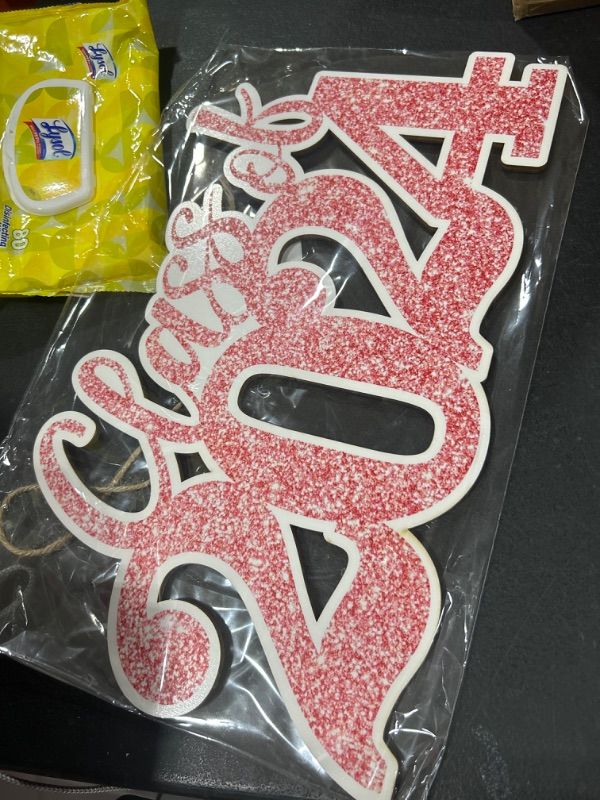 Photo 1 of Graduation Decorations Class of 2024 Pink Graduation Decorations Rose Gold Class of 2024 Wooden Sign Graduation Photo Props for Grad Party Supplies