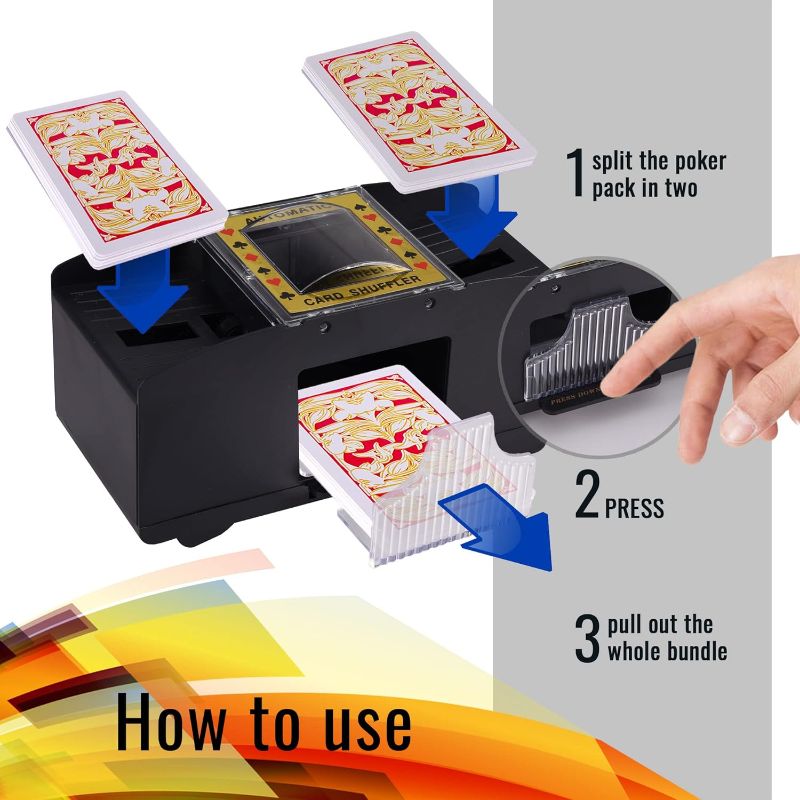 Photo 1 of Automatic Card Shuffler - Electronic Casino Poker Card Shuffling Machine - Battery Operated Plastic Cards Mixer - 2/4/6 Decks Playing Cards for Home & Party - 
