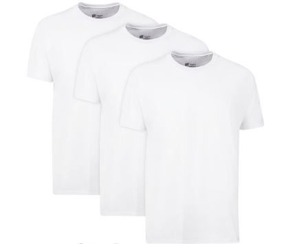 Photo 1 of [Size L] Hanes Men's Cotton, Moisture-Wicking Crew Tee Undershirts, Multi-Packs Available -White 3Pk