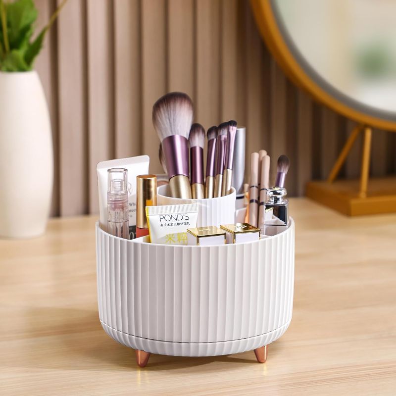 Photo 1 of 
funest Makeup Brush Holder Organizer,360° Rotating Pencil Pen Holder Cup,Desk Accessories,5 Slot Make up Brushes Cup,for Storage Stand for Cosmetics...