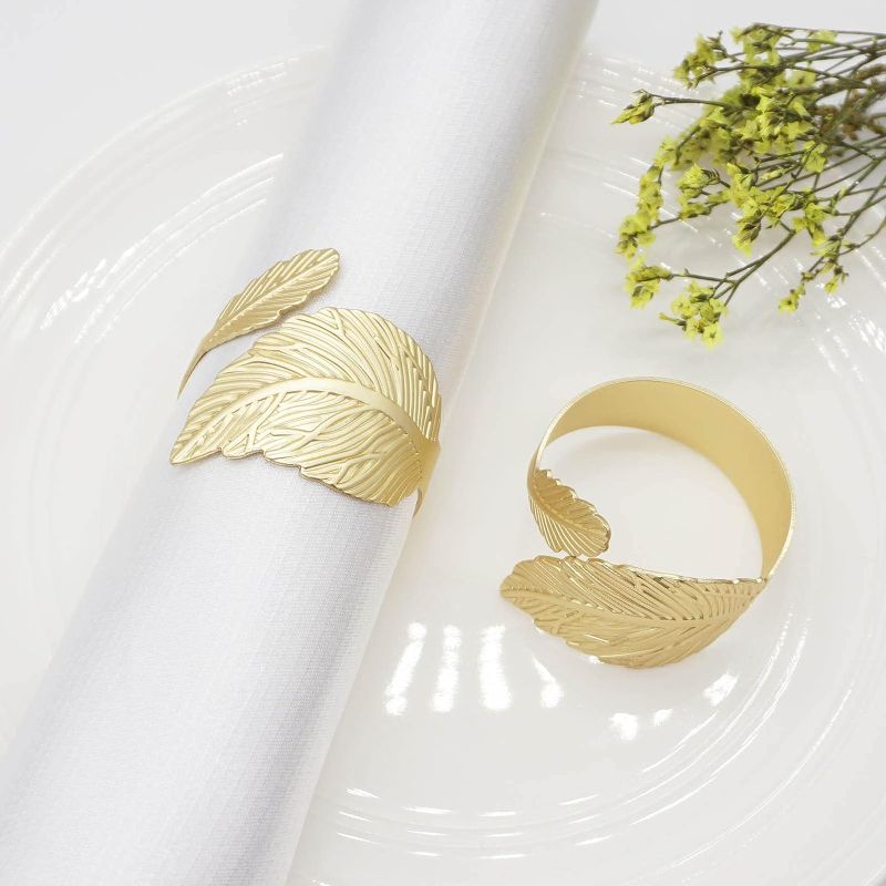 Photo 2 of 
Gold Leaf Napkin Rings Set of 60, Leaves Napkin Rings for Table Setting, Metal Leaf Napkin Holder Rings for Holiday Party,Wedding, Banquet, Formal or Casual...