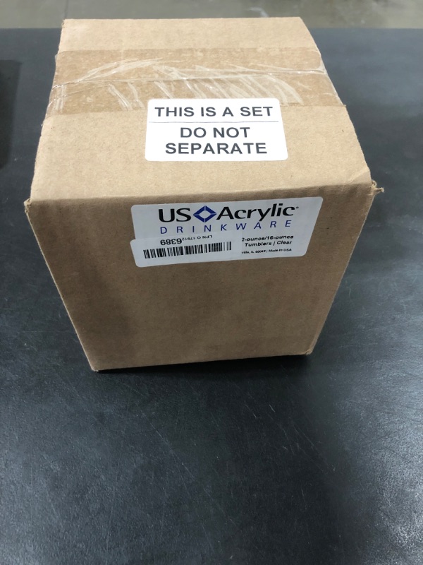 Photo 1 of US Acrylic Classic Clear Plastic Reusable Drinking Glasses (Set of 8) 12oz Rocks & 16oz Water Cups | BPA-Free Tumblers, Made in USA | Top-Rack Dishwasher Safe