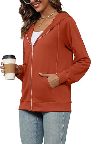 Photo 1 of [Size L] AGSEEM Hoodies for Women Zip Up Oversized Fall Jackets Sweatshirts with Pockets Fall- Red