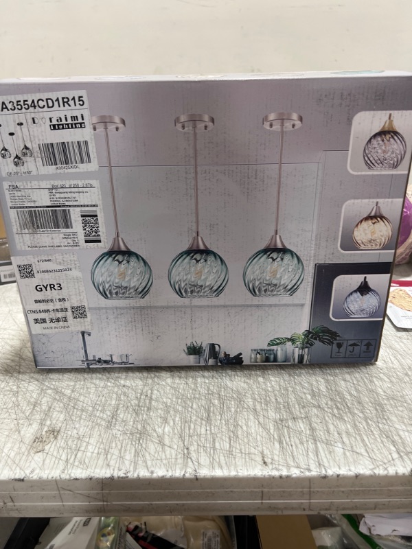 Photo 1 of 1 Light Hanging Indoor Kitchen Island Pendant Light 6.3" Hammer Glass Pendant Ceiling Light Fixtures Gold Finish Modern Farmhouse Dinning Over Sink (Ancient Green Glass, Gold 3 Pack)
