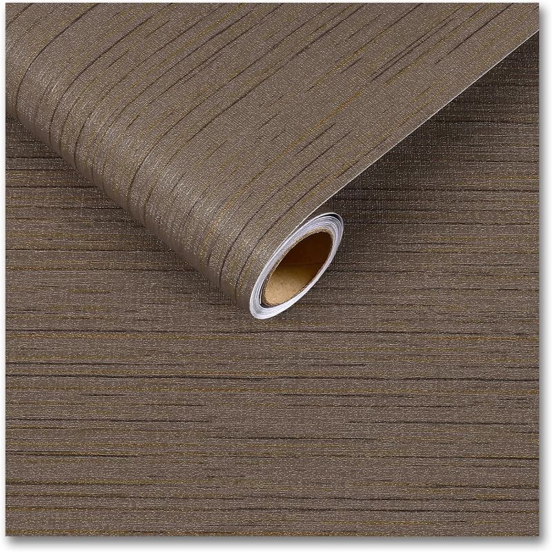 Photo 1 of CRE8TIVE Wide 24"x118" Dark Brown Grasscloth Peel and Stick Wallpaper Fabric Linen Contact Paper for Walls Removable Self Adhesive Faux Grass Cloth Textured Wallpaper for Bedroom Kitchen Drawer Liners
