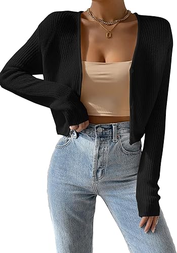 Photo 1 of [Size L] Verdusa Women's Drop Shoulder Long Sleeve Button Up Knit Cardigan Sweater -Black