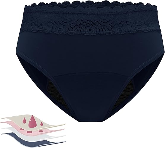 Photo 1 of [Size M] OVRUNS Women's Period Underwear Absorbent Heavy Flow Period Panties Leakproof Menstrual Underpants Brief -Navy